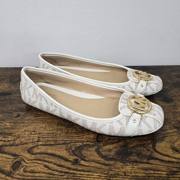 MICHAEL Michael Kors Shoes - Michael Kors Fulton Logo Studded Moccasins Shoes Slip On Flats 7M Vanilla Gold